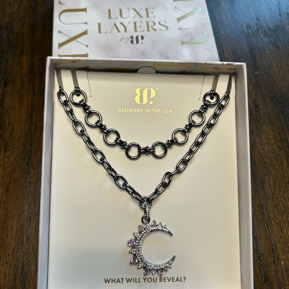Hematite BP Luxe Layers Moon Necklace